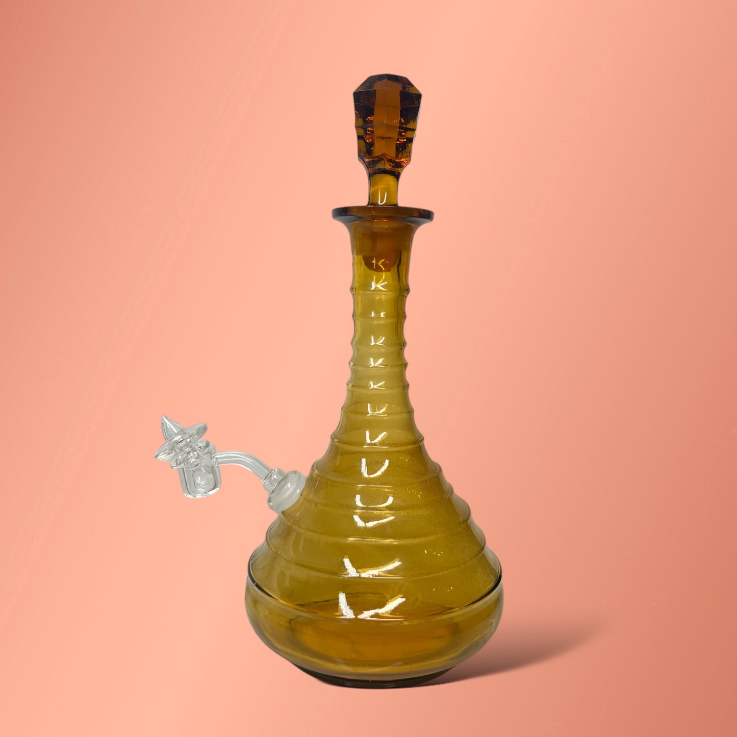 Amber Ribbed Decanter