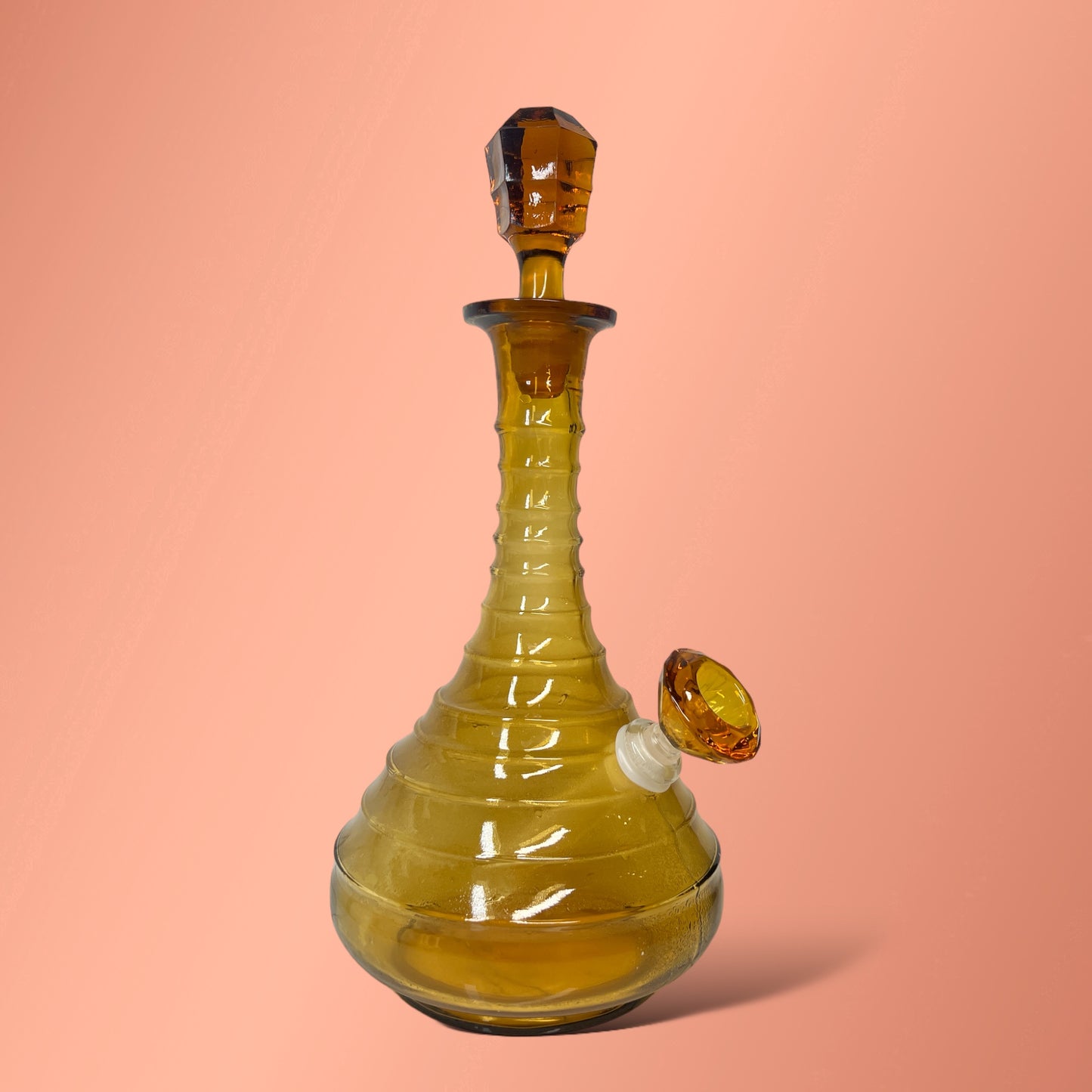 Amber Ribbed Decanter