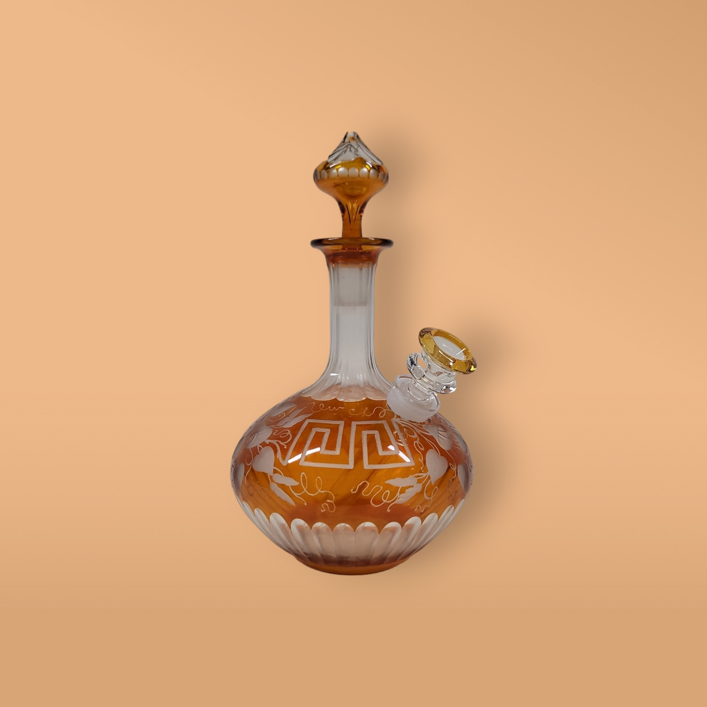 Amber Bohemian Etched Decanter