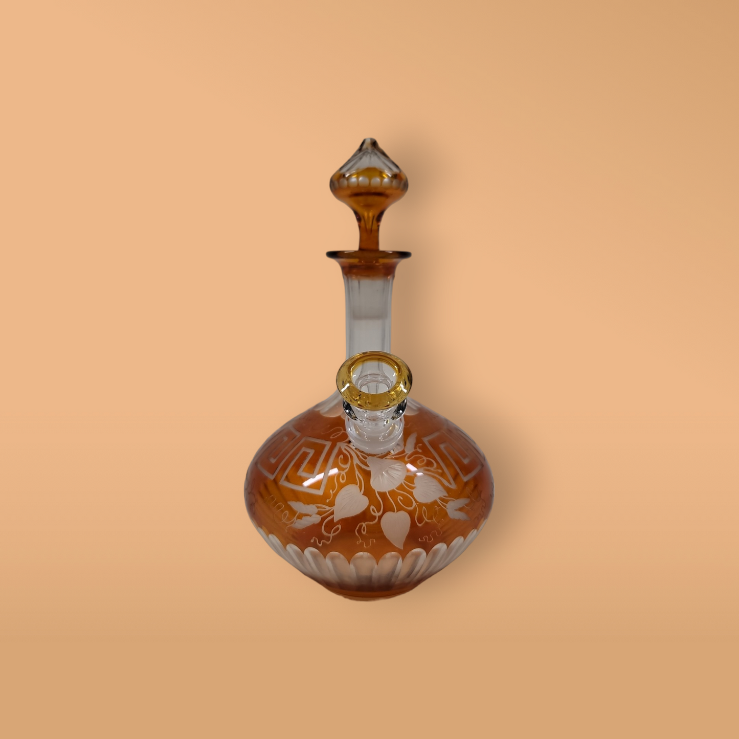 Amber Bohemian Etched Decanter