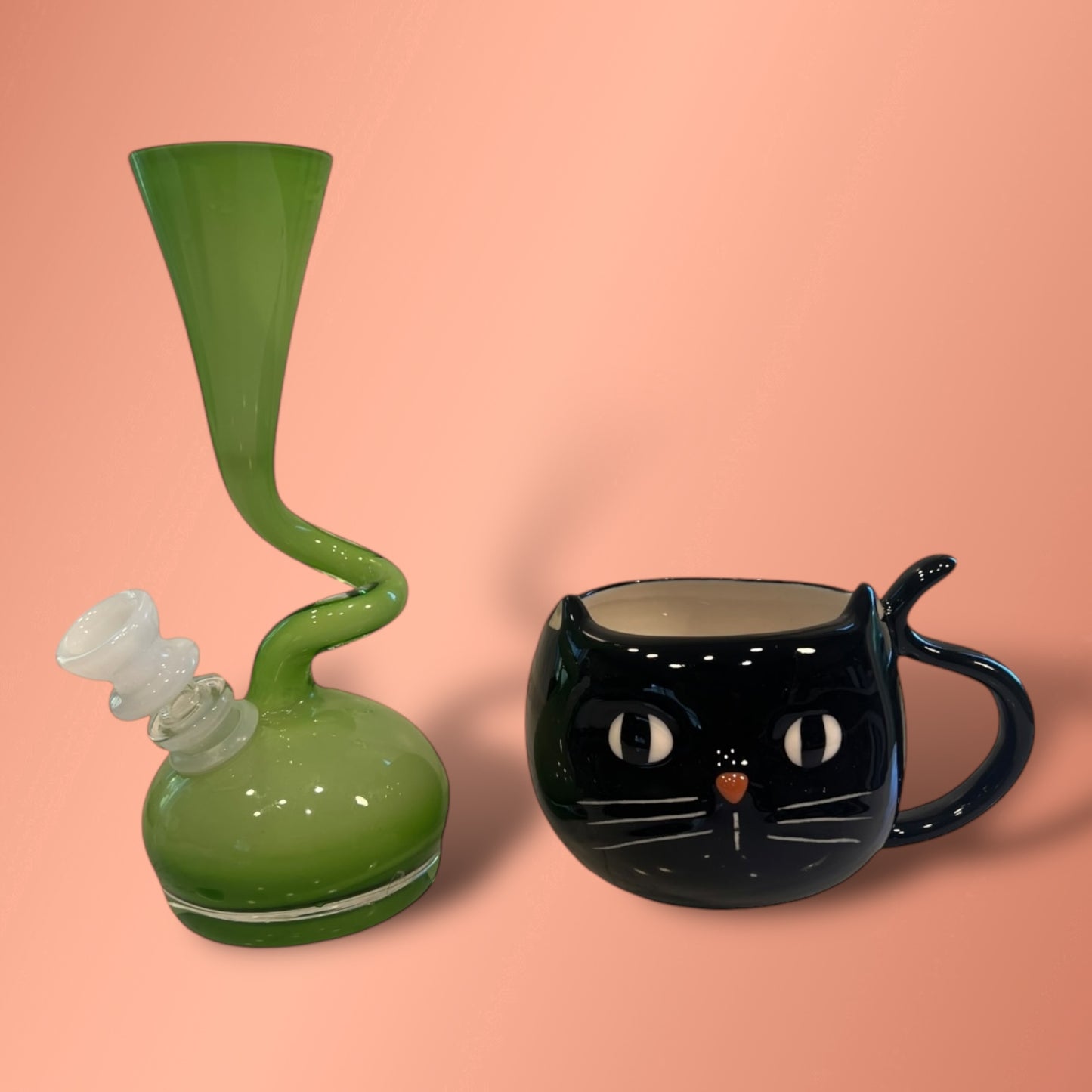 8” Twisted Lime Green with cat mug set