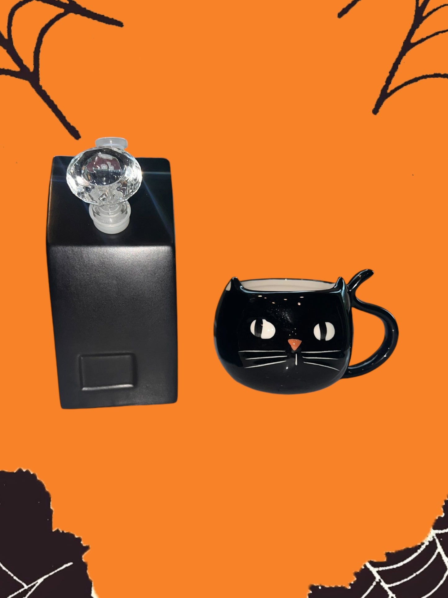 8’ Haunted House with Black cat 🐈‍⬛ Mug set