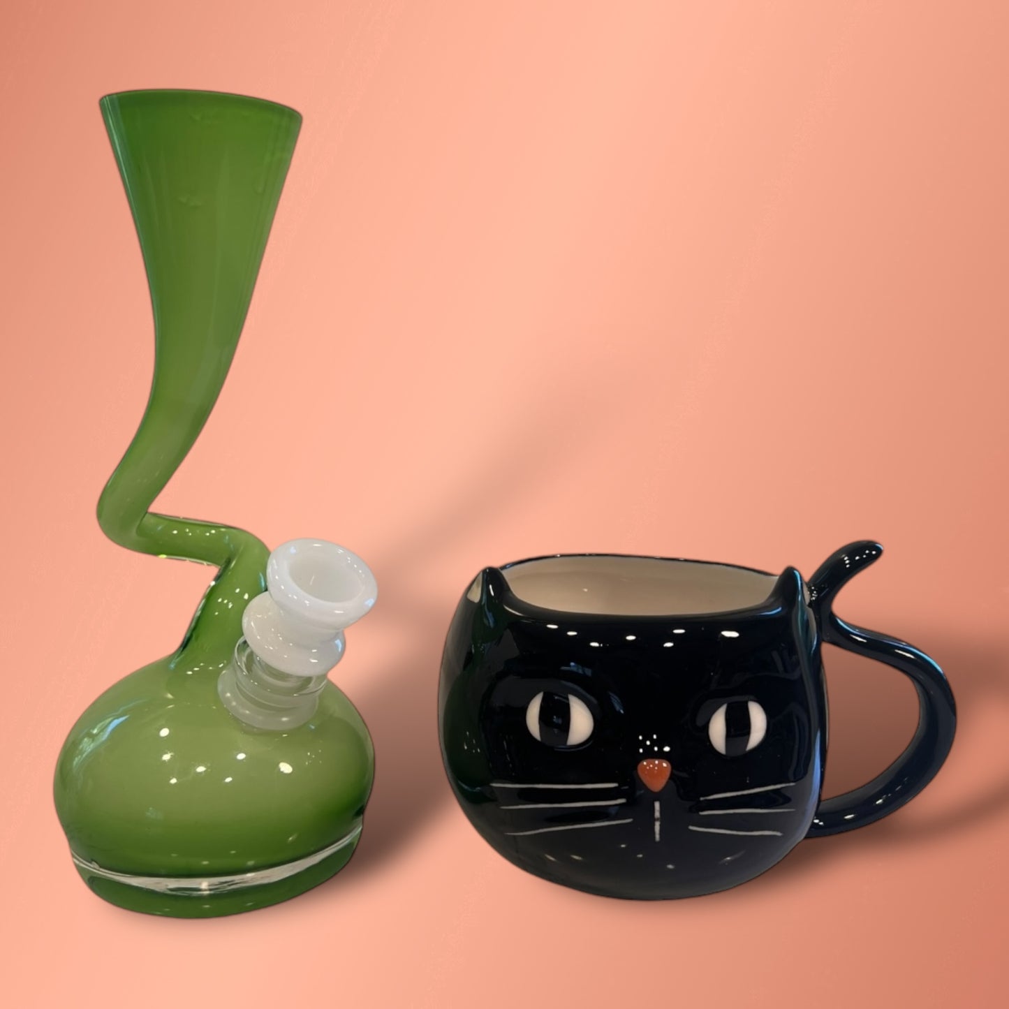 8” Twisted Lime Green with cat mug set