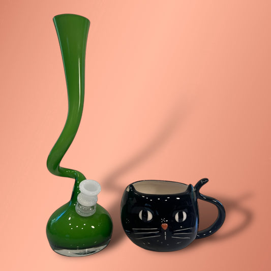 11” Twisted Lime Green with cat mug set