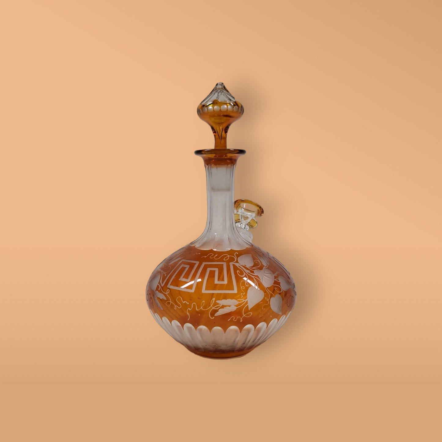 Amber Bohemian Etched Decanter