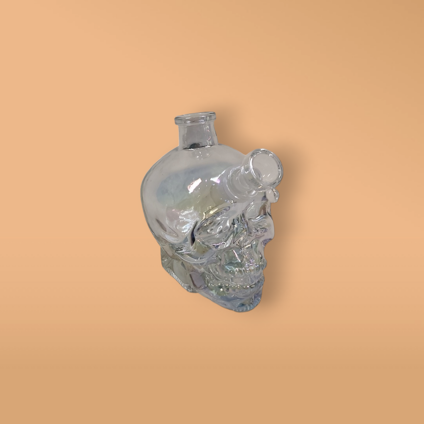 Deluxe Clear Iridescent Skull (with banger, carb cap, bowl piece, and mouth extension)