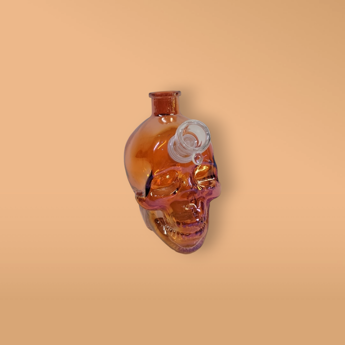 Deluxe Orange Iridescent Skull (with banger, carb cap, bowl piece, and mouth extension)