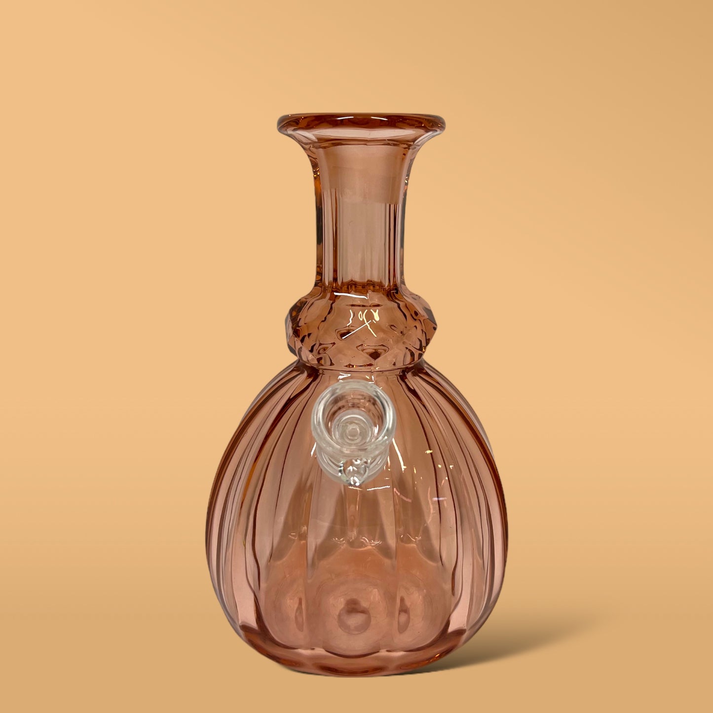 Pink Ribbed Decanter