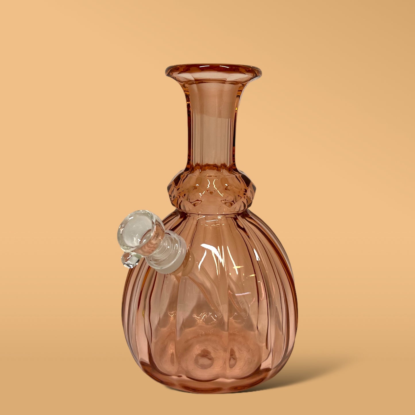 Pink Ribbed Decanter